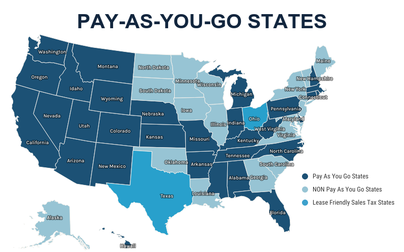 2023 Pay As You Go States Map 